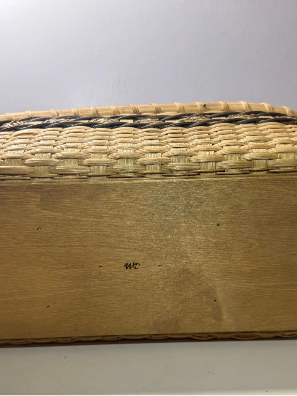VTG Heart Handle Quilt Maker Caddy Basket w Wood Bottom -CottageCore/GrandmaCore